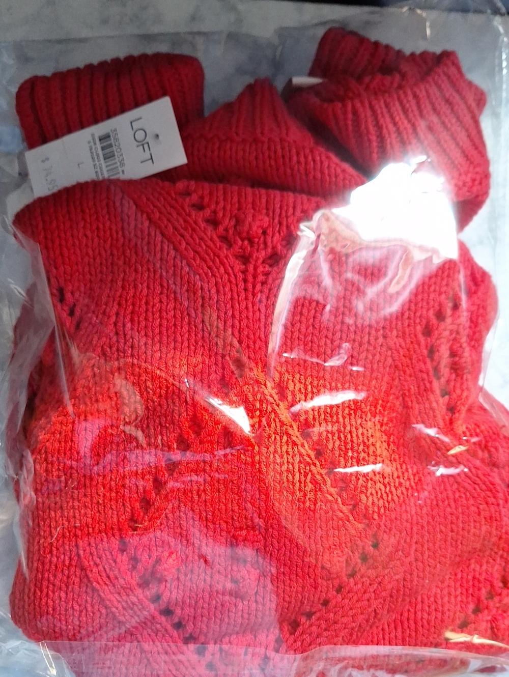 LOFT Bright Red Cable Knit  Sweater